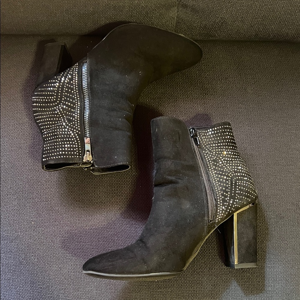 Elegant Black Ankle Boots with Studded Detail